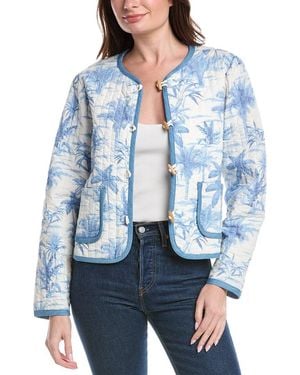 Tommy Bahama Fortuna Fronds Poplin Cropped Jacket - Blue