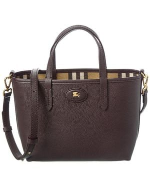 Burberry Bloomsbury Mini Reversible Check Canvas & Leather Tote - Brown