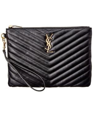 Saint Laurent Monogram Matelasse Leather Pouch - Black