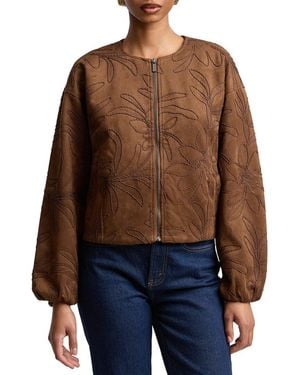 Bagatelle Jewel Neck Bomber Jacket - Brown