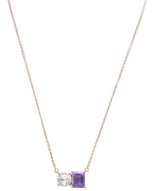 Suzy Levian Rose Gold Over Silver 5.00 Ct. Tw. Gemstone Toi Et Moi Necklace - Metallic