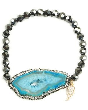 Eye Candy LA The Luxe Collection Hematite Stretch Bracelet - Blue