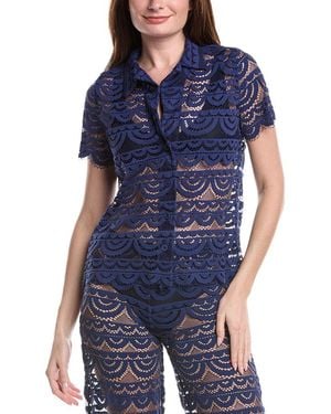 PQ Swim Lace Button Top - Blue
