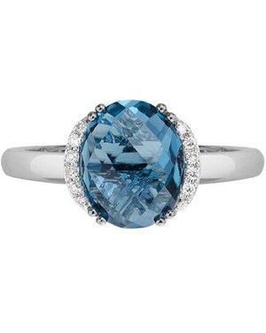 Diamond Select Cuts 14K Diamond .06 Ct. & 3.43 Ct. London Topaz Ring - Blue