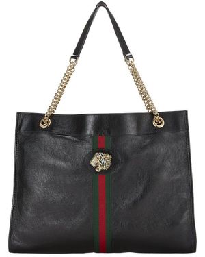 Gucci Leather Rajah Tote (Authentic Pre-Loved) - Black