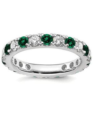 Lab Grown Gemstones 14K 2.50 Ct. Tw. Lab-Grown Diamond & Lab-Grown Emerald Eternity Ring - White