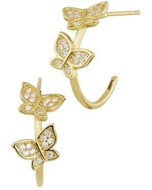 Savvy Cie Cz Hoop Earrings - Metallic