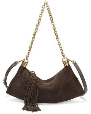 Tiffany & Fred Paris Suede Tassel Hobo Bag - Brown