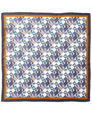 Fendi Ff Foulard Silk Scarf - Blue