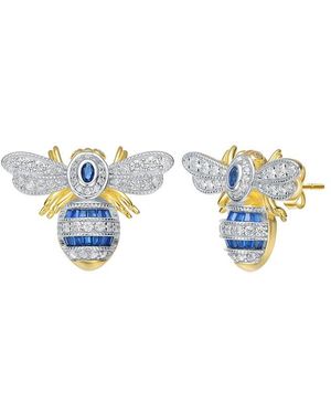 Genevive Jewelry 14k Over Silver Bee Studs - Blue