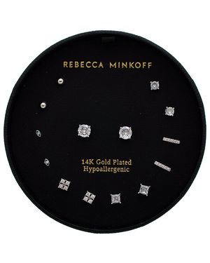 Rebecca Minkoff 14K Plated Cz Earring Set - Black