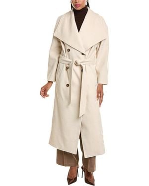 Pascale La Mode Doubled-Breasted Belted Wool-Blend Long Coat - Natural