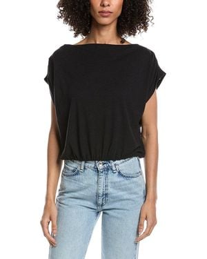 Project Social T Estelle Pleated Shoulder T-Shirt - Black