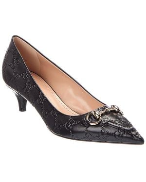 Gucci Gg 50Mm Horsebit Leather Pump - Blue