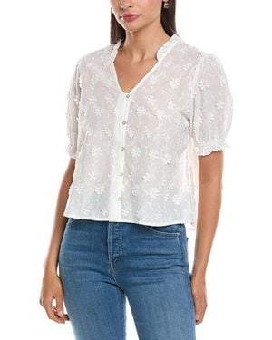 Nanette Lepore Applique Floral Embroidered Shirt - White