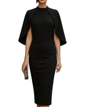 Tedora Long Sleeve Midi Dress - Black