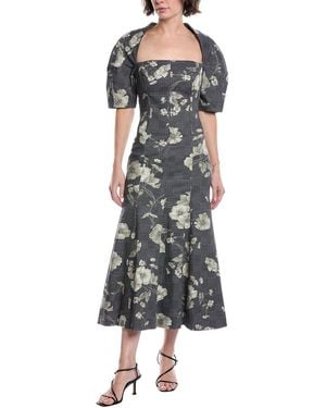 Lela Rose Boned Waist Midi Dress - Black