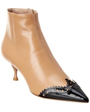 Miu Miu Leather Bootie - Natural