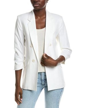 Jones New York Scrunch Sleeve Linen-Blend Jacket - White