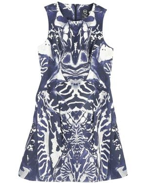 McQueen Printed Mini Sleeveless Dress, Size It (Authentic Pre- Loved) - Blue