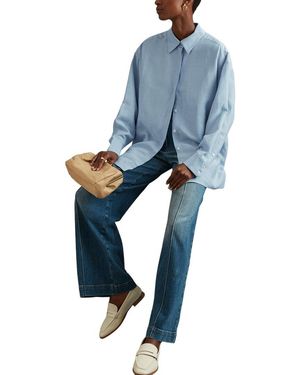 Reiss Beatrix Oversized Linen-Blend Blouse - Blue