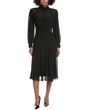 Mikael Aghal Solid Midi Dress - Black