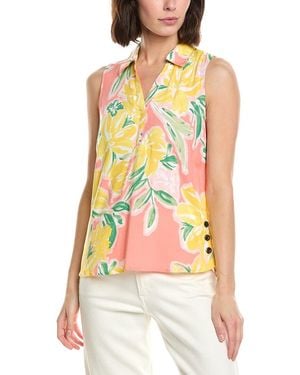 Stella Parker Lydia Printed Collared Shirt - White