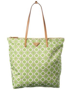 Prada Logo Nylon Tote - Green