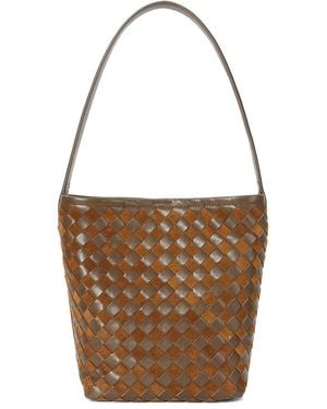 Tiffany & Fred Paris Woven Leather Shoulder Bag - Brown