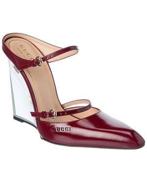 Gucci Leather Wedge Mule - Red