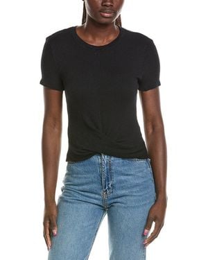 Michael Stars Stella Twisted Front Cropped T-Shirt - Black