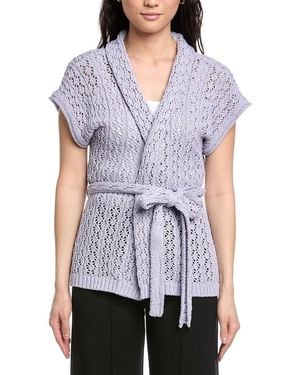 St. John Wrap Belted Cardigan - Purple