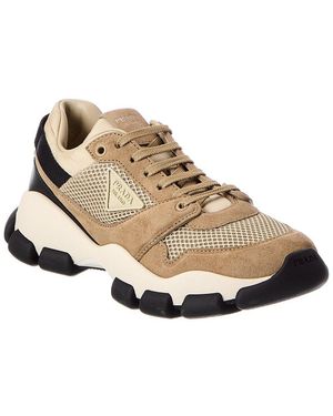 Prada Suede & Mesh Trainer - Natural