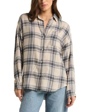 Z Supply River Plaid Button Up Top - Grey