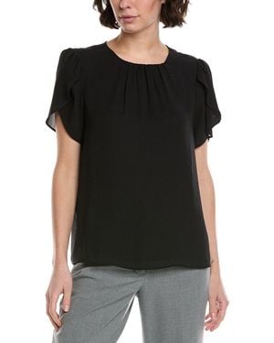 Cece Tulip Sleeve Shirred Neck Top - Black