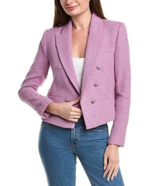 L'Agence Brooke Double-Breasted Crop Blazer - Purple