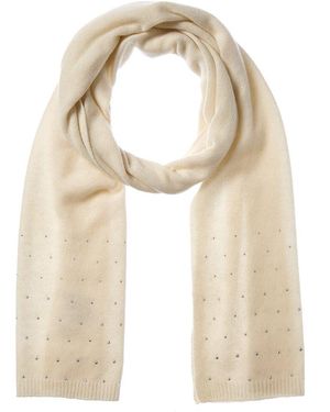 Forte Cashmere Rhinestone Border Cashmere Scarf - Natural