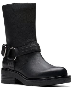 Clarks Rebelle Up Leather Moto Boot - Black