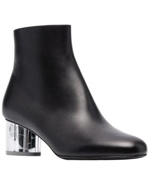 Ferragamo Block-Heel Leather Bootie - Black