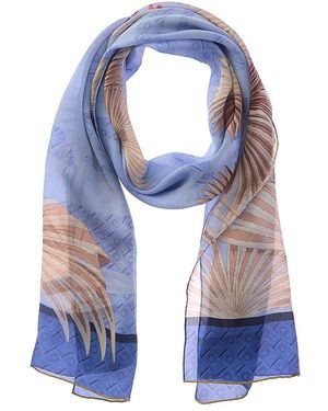 Ferragamo Logo Print Silk Scarf - Blue