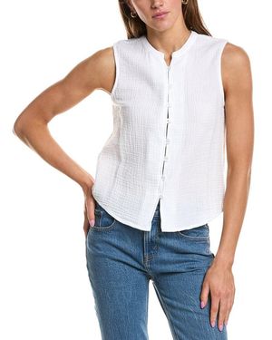 Splendid Gauze Button Tank - White