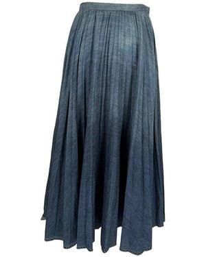 Dior Pleated Midi Denim Skirt, Size Us (Authentic Pre-Loved) - Blue