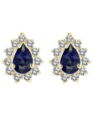 LEVARON 14K 0.70 Ct. Tw. Diamond & Sapphire Earrings - Blue
