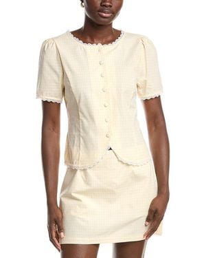 French Connection Lace Trim Blouse - Natural