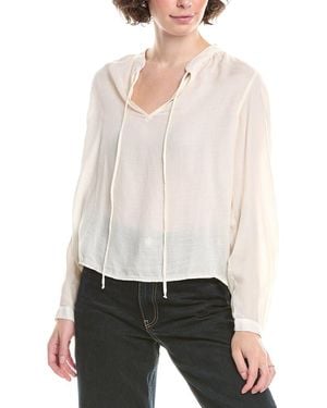 Bella Dahl Flowy Tie Neck Blouse - White