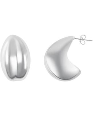 Adornia Plated Puff Hoops - White