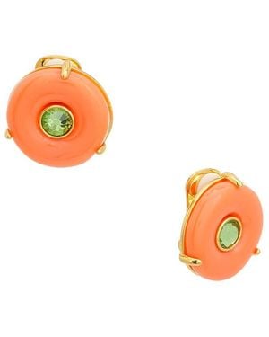 Kenneth Jay Lane Button Earrings - Orange