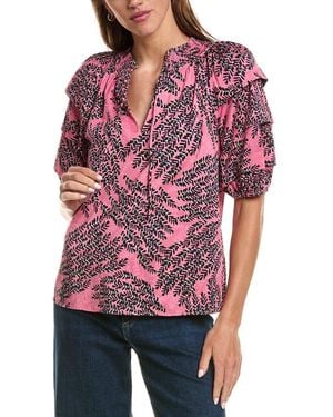 NIC+ZOE Petite Blush Of Spring Peasant Top - Red