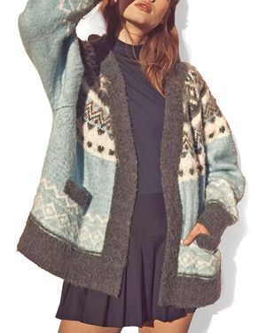 In Things Fair Isle Cardigan - Gray