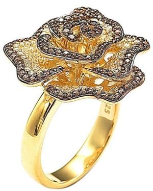 Suzy Levian CZ Jewelry Suzy Levian Plated Cz Flower Ring - Metallic
